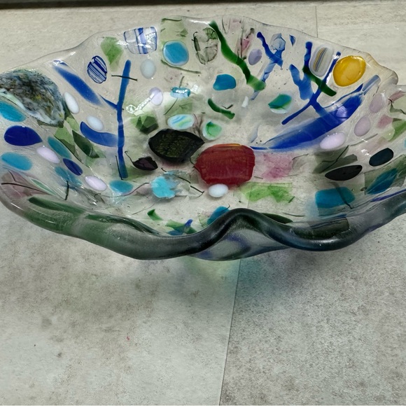 Fused, glass art glass bowl, decorative piece - Picture 13 of 14